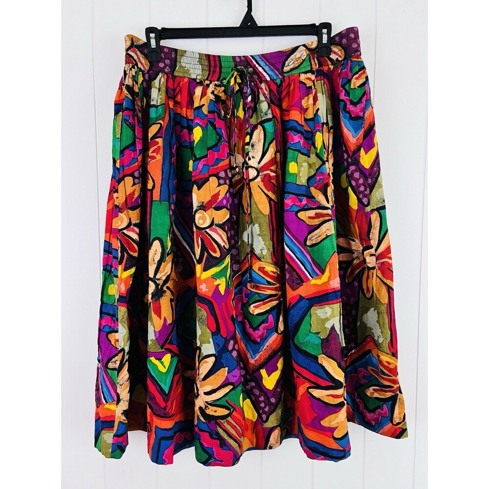 Vibrant Morningside Vintage Soft Floral Maxi Skirt 100% Indian Cotton Plus Sz 1X